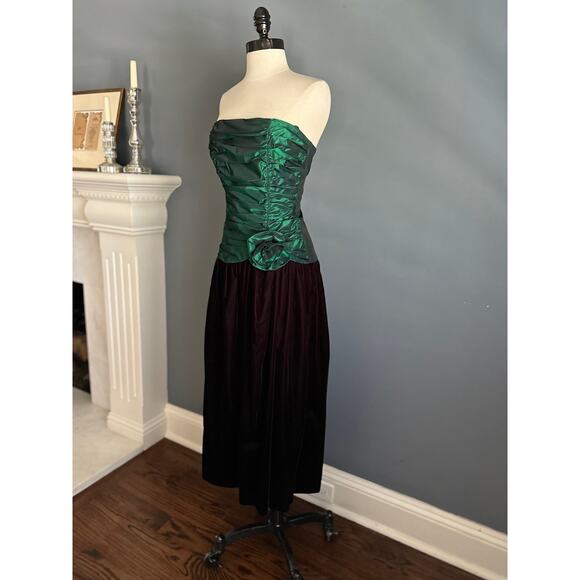 Gunne Sax Green Dress Winter Formal Prom WhimsyGoth Alt Retro Christmas - Picture 5 of 10